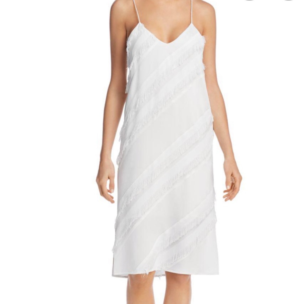 Ramy Brook Elsa Fringe-Trim Slip Dress M